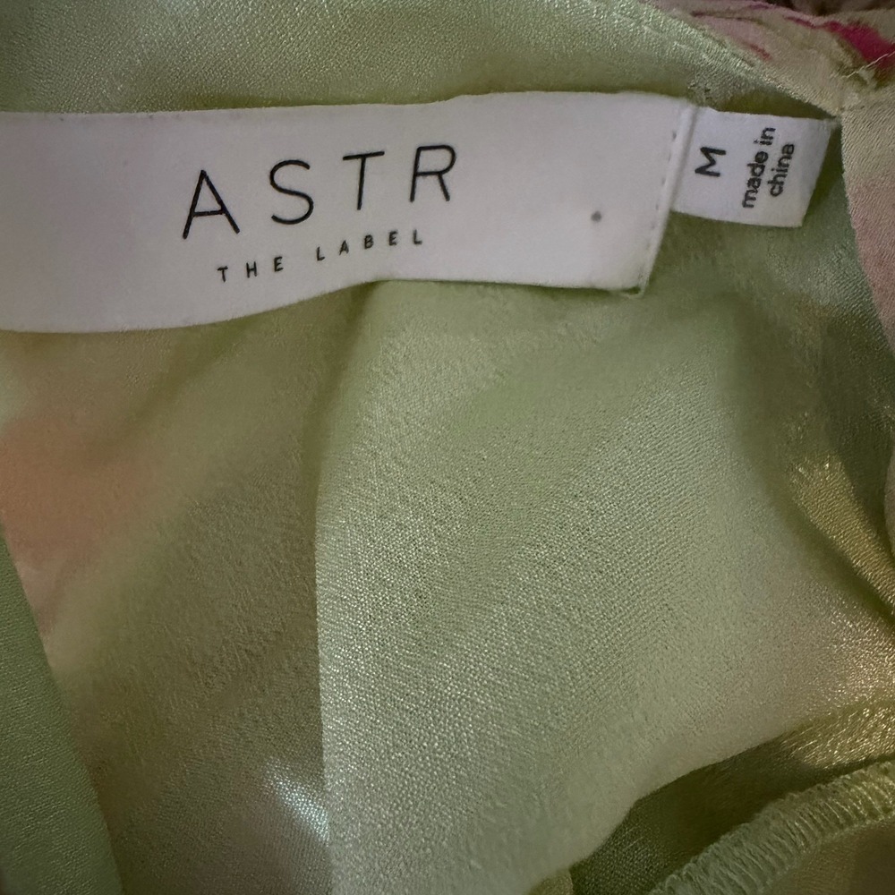 ASTR Tie Back Flutter Sleeve Open Back Cut Out Maxi Dress in Lime Pink Floral L - Picture 9 of 9